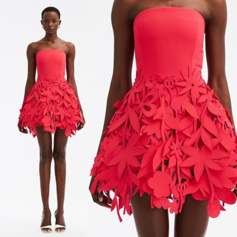 NWT Oscar de la Renta Strapless Papercut Mini Cocktail Dress $9,490 - Size US 10